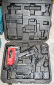 Montana cordless nail gun c/w charger, 2 - batteries & carry case