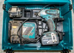 Makita 18v 1/2 inch cordless impact wrench c/w charger, 2 batteries & carry case A1084119
