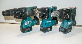 3 - Makita BHR242 18v cordless SDS rotary hammer drill ** All with no batteries & switch missing **