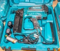 Makita GF600 cordless nail gun c/w charger, 2 batteries & carry case