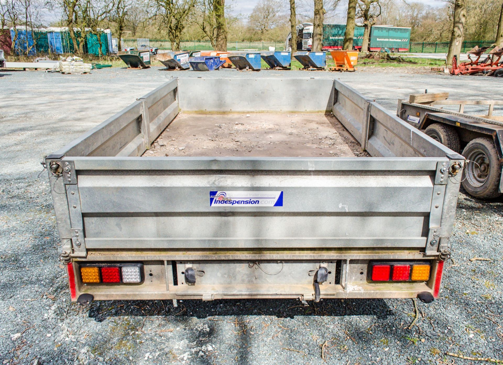 Indespension 10 ft x 5 ft 6 inch tandem axle drop side flatbed trailer A723412 - Image 3 of 4