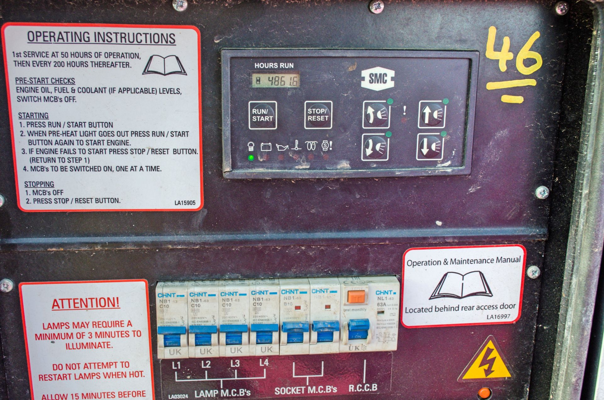 SMC TL90 diesel driven fast tow mobile lighting tower Year: 2016 S/N: T901612492 Recorded Hours: - Image 4 of 5