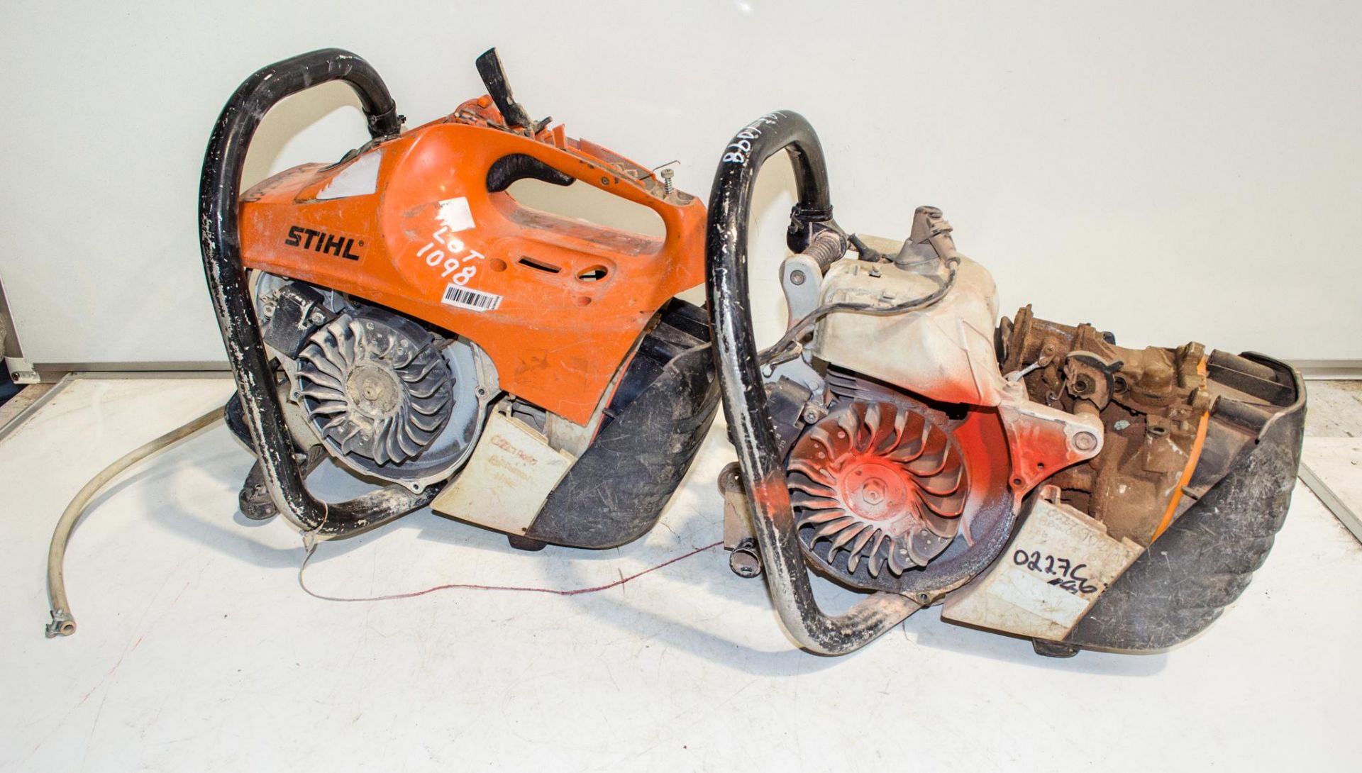 2 - Stihl TS410 petrol driven cut off saw ** Both with parts missing **