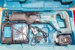 Makita DJR186 18v cordless reciprocating saw c/w charger, battery & carry case