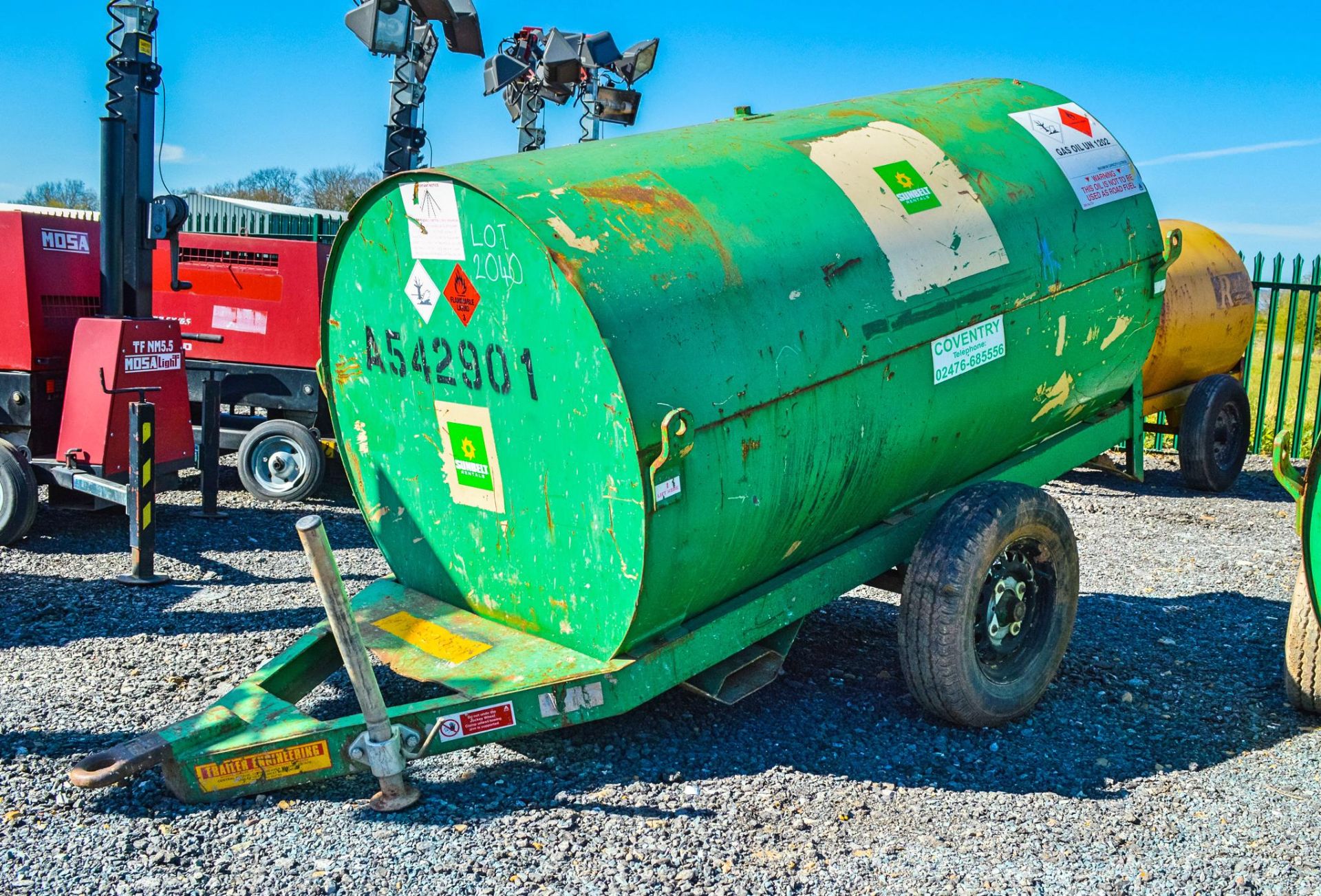 Trailer Engineering 250 gallon site tow bunded fuel bowser  c/w hand pump, delivery hose & trigger