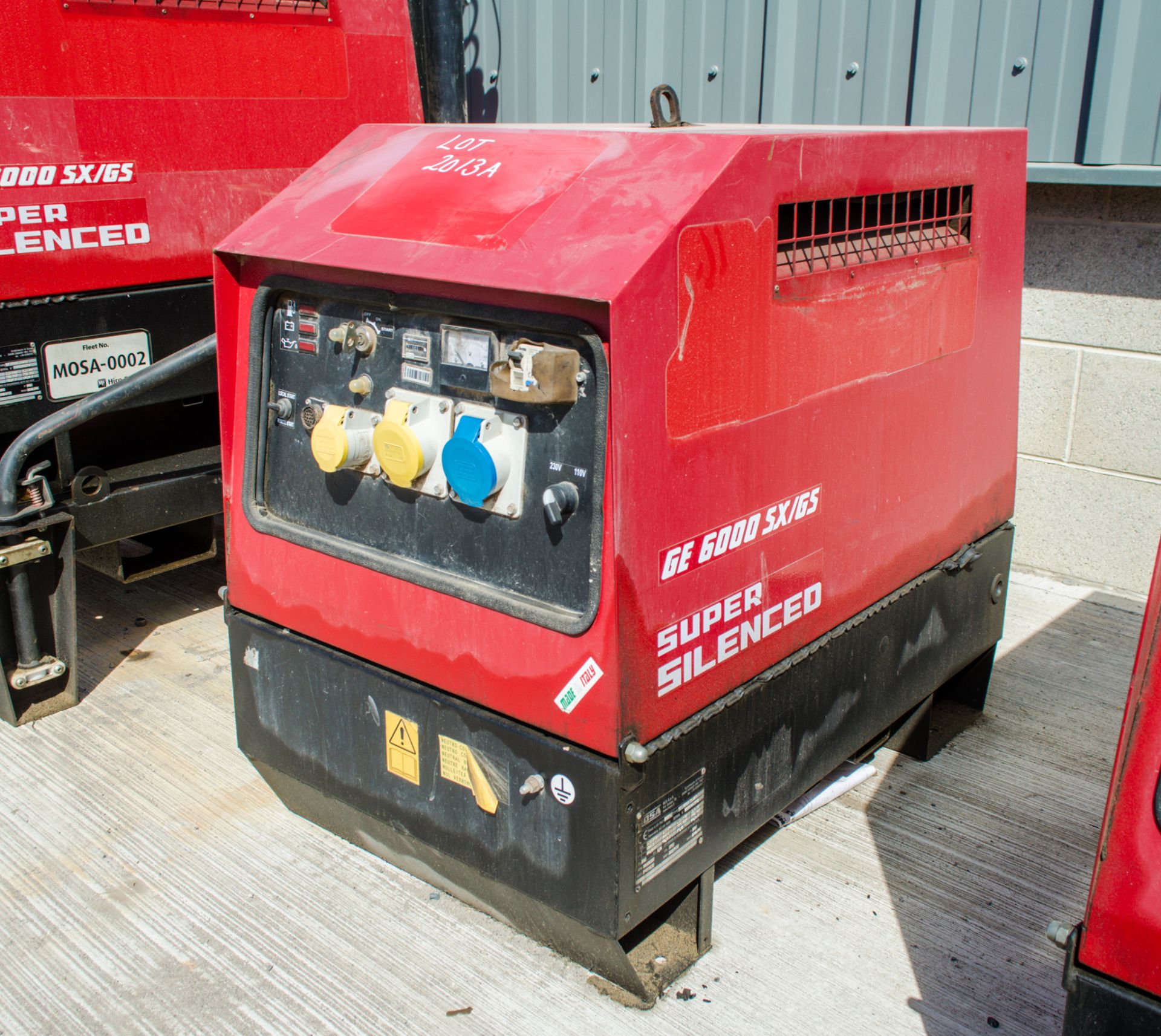Mosa GE6000 SX/GS diesel driven generator Year: 2015 S/N: 045509 Recorded Hours: 1080