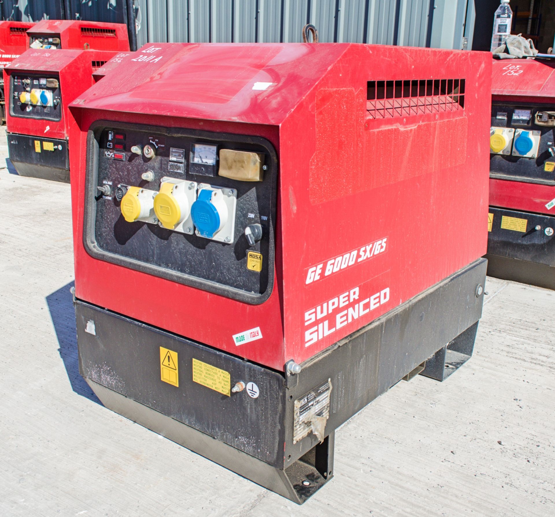 Mosa GE6000 SX/GS diesel driven generator Year: 2013 S/N: 044587 Recorded Hours: 485