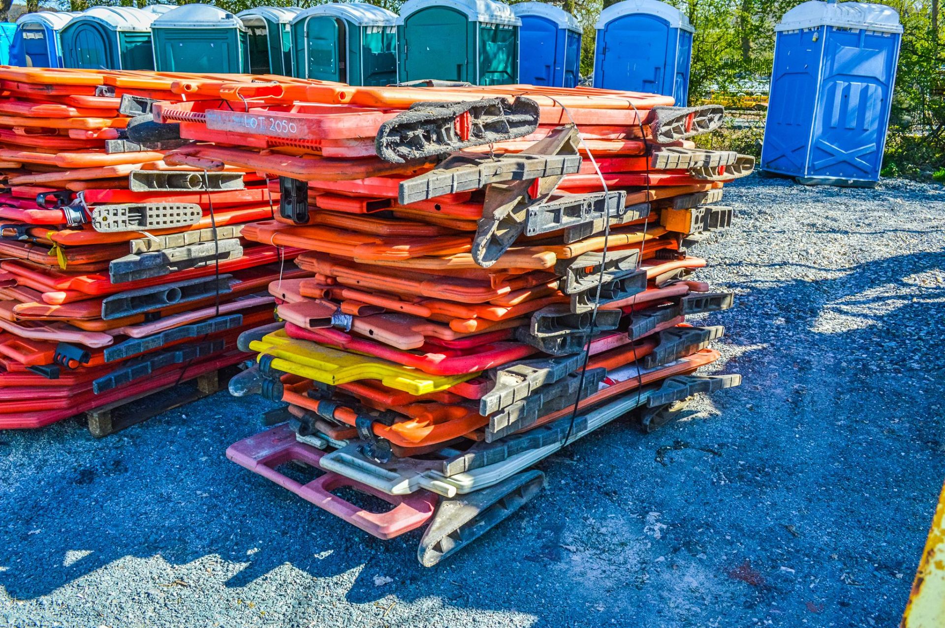 Pallet of plastic barriers as photo'd