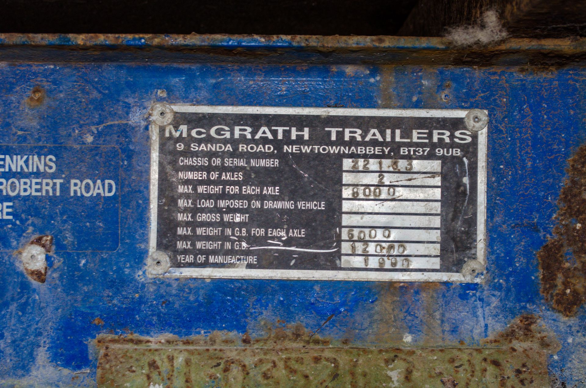 McGrath 12 tonne twin axle stock trailer Year: 1990 S/N: 22153 - Image 10 of 10