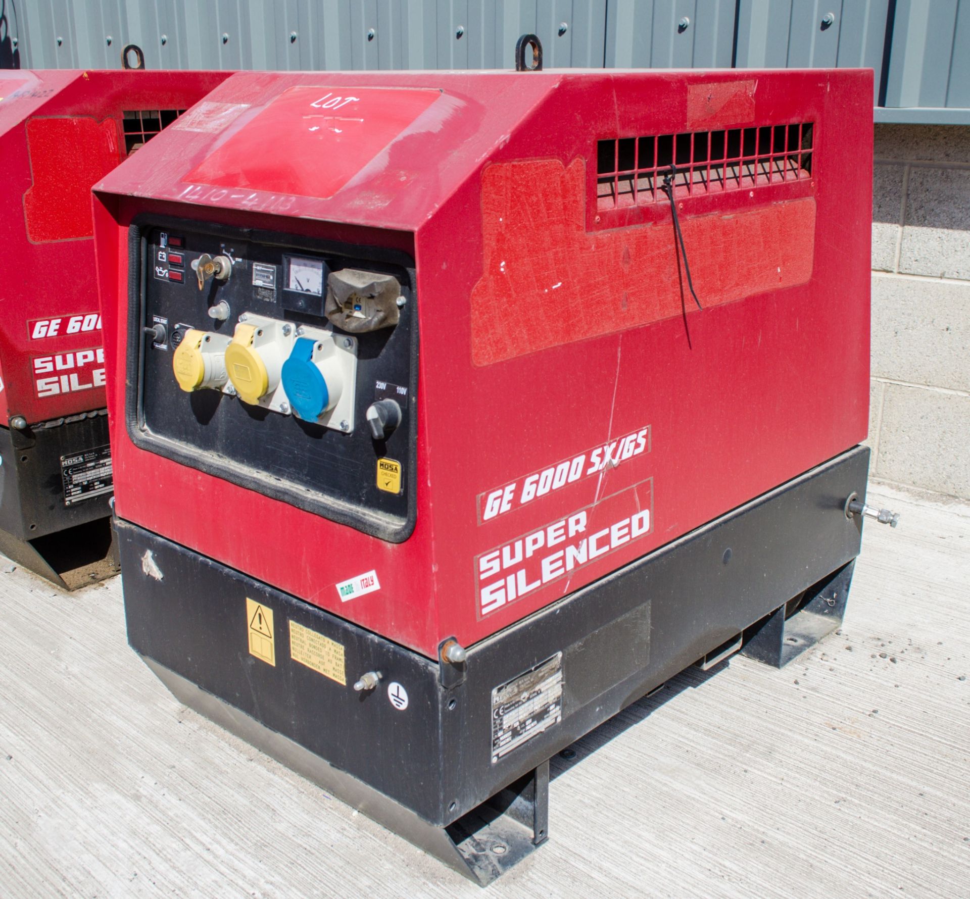 Mosa GE6000 SX/GS diesel driven generator Year: 2014 S/N: 036562 Recorded Hours: 515 1410-4113