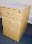 3 drawer pedestal Dimensions: 45cm W, 60cm D, 70cm H c/w keys