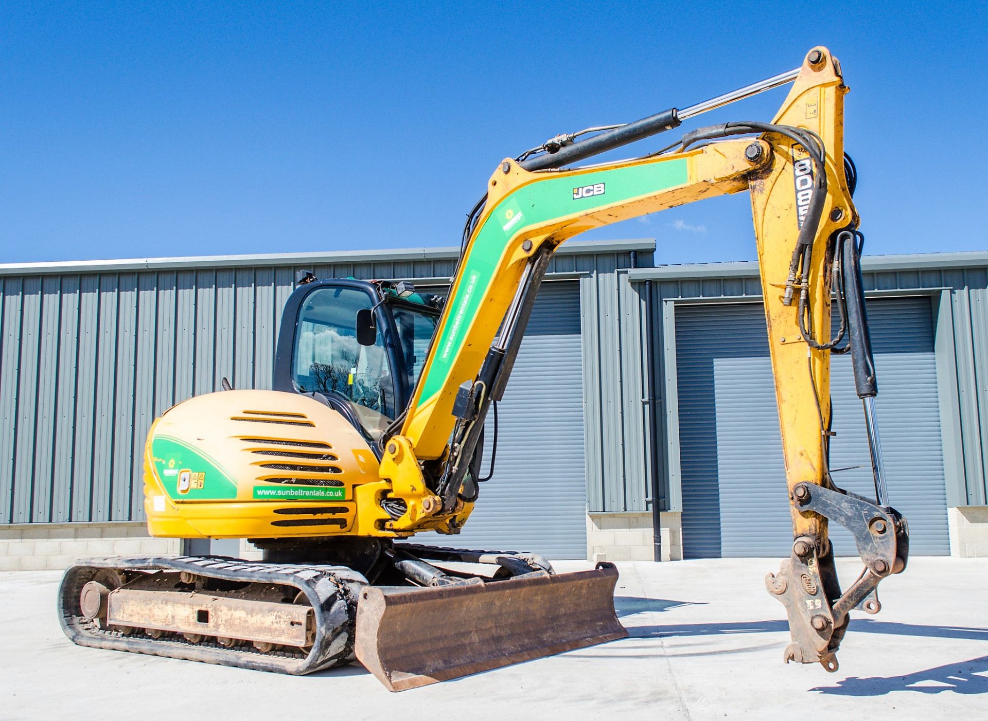 JCB 8085 Eco 8 tonne rubber tracked excavator Year: 2013 S/N: 1073098 Recorded Hours: 3492 blade, - Image 2 of 19