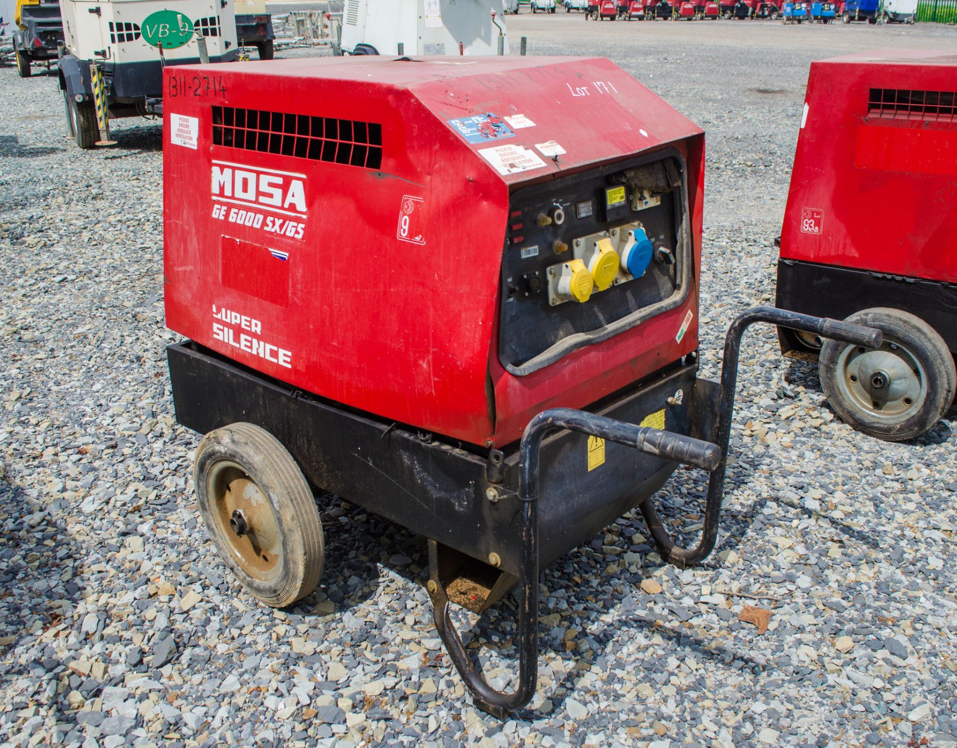 Mosa GE6000 SX/GS 6 kva diesel driven generator Rec Hours: 864 1311-2714