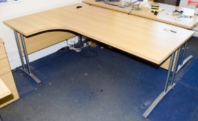 L-shaped ergonomic work station desk (Left handed) Dimensions: 180cm W, 120cm/80cm D, 70cm H