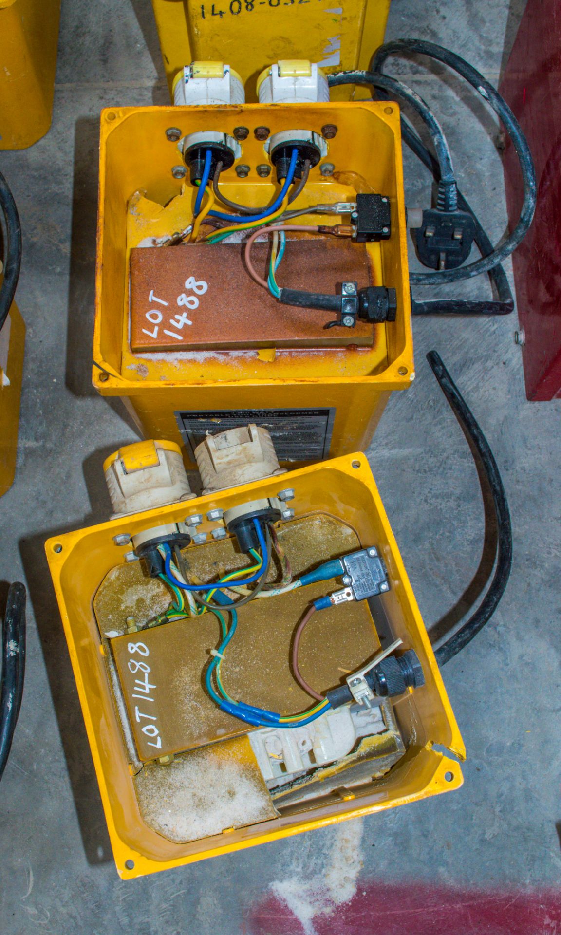 2 - 240v to 110v 3kva transformers ** Both with lids missing **