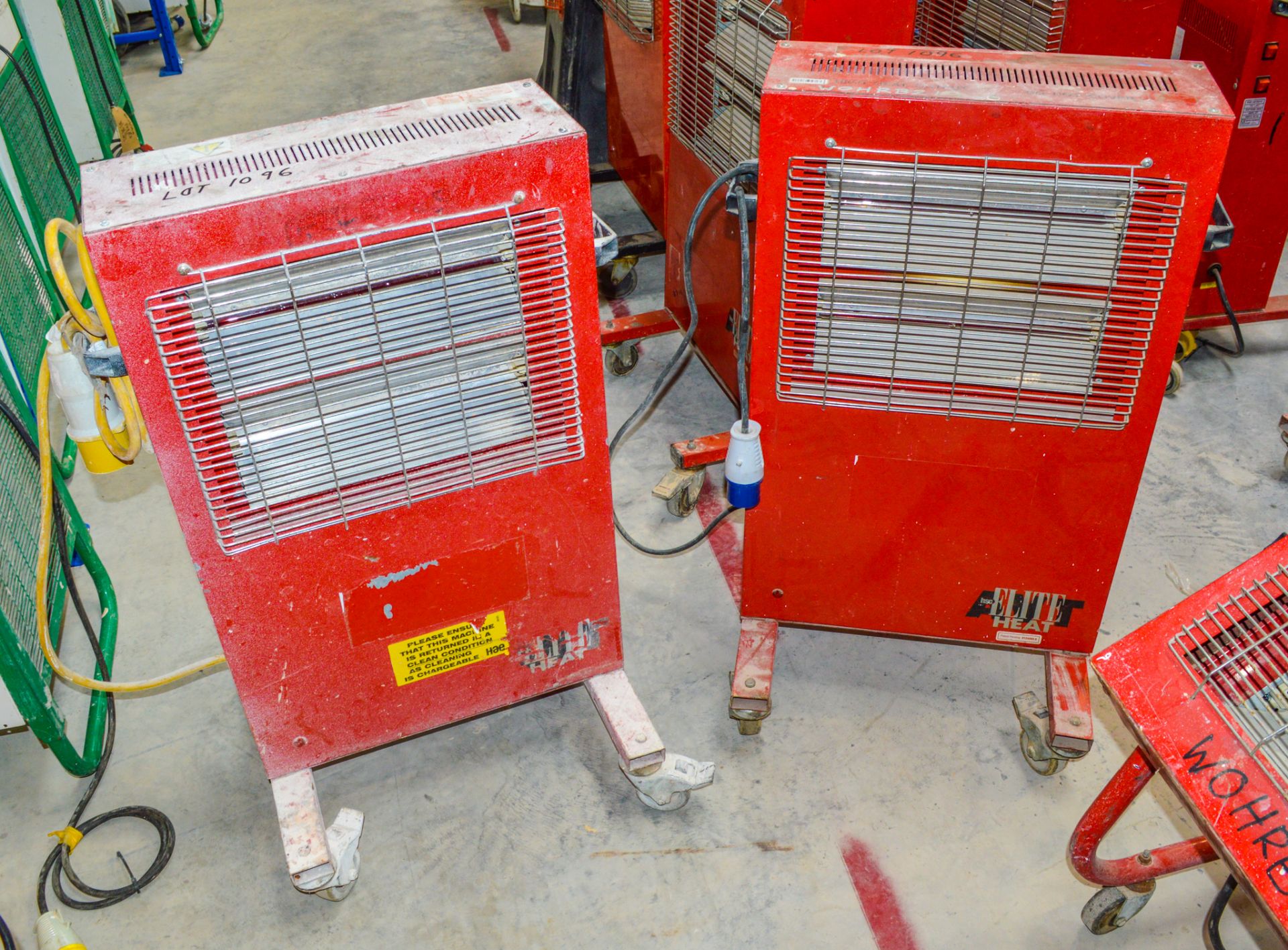 2 - Infra red heaters 1 - 110v & 1 - 240v WOHRB219/1824-0485 ** 1 with tube missing **
