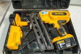 Dewalt 18v cordless nail gun c/w 2 batteries, charger & carry case NFD23