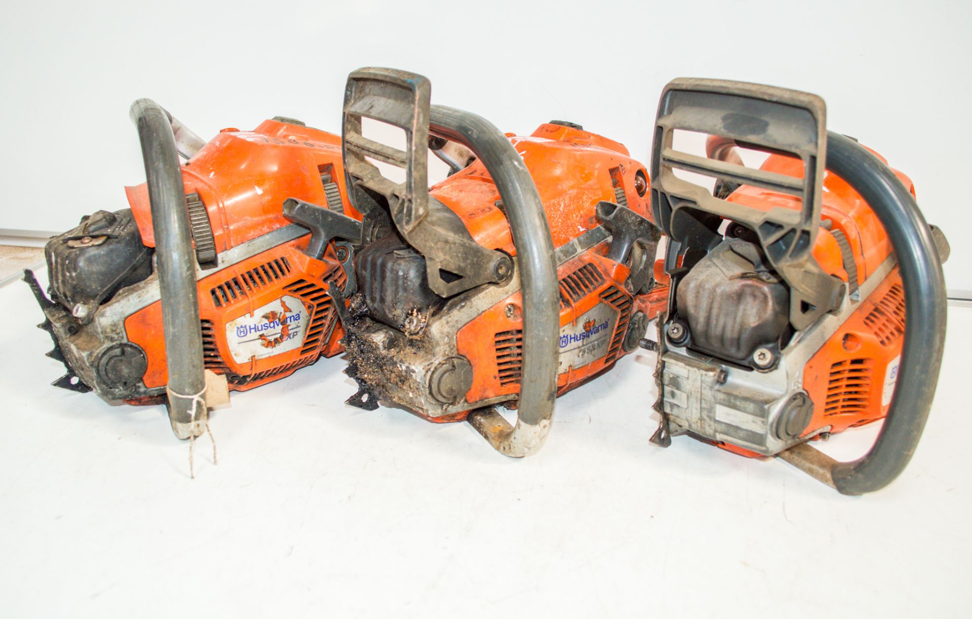 3 - Husqvarna petrol driven chainsaw 15051261/15060716/1903-0153 ** All with no bars or chains **