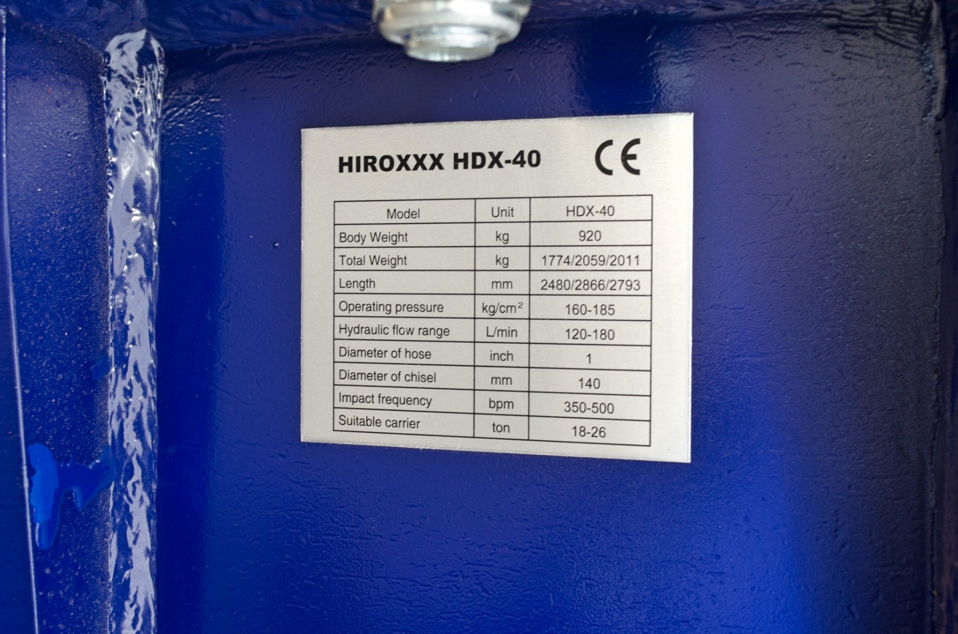Hirox HDX-40 hydraulic breaker to suit 18 to 26 tonne excavator c/w tool kit ** New & unused ** - Image 3 of 4