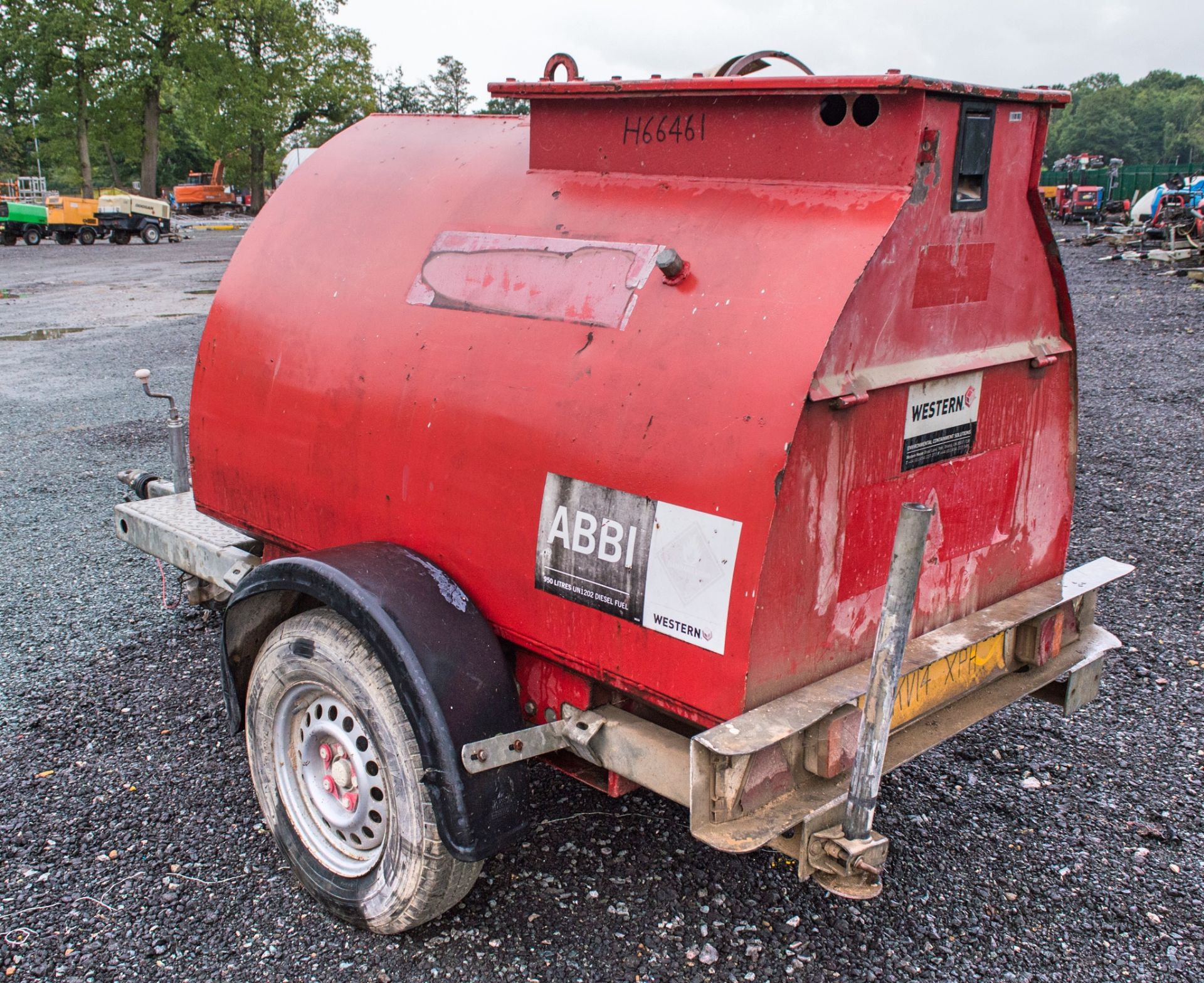 Western 950 litre fast tow bunded fuel bowser c/w hand pump, delivery hose & trigger nozzle H66461 - Image 2 of 3