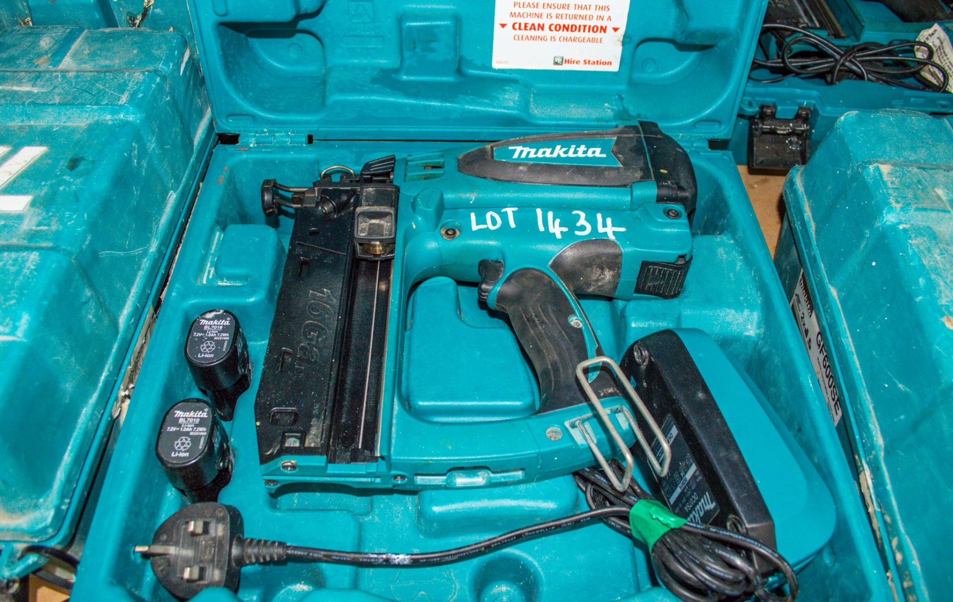 Makita GF600 7.2v nail gun c/w 2 - batteries, charger & carry case 1612MAK0690