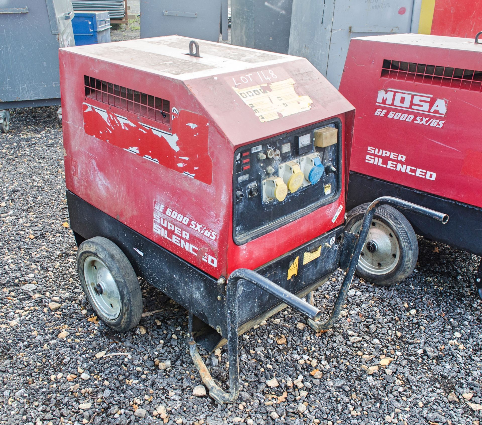 Mosa GE6000 SX/GS 6 kva diesel driven generator Year: 2014 S/N: 039068 Recorded Hours: 1892