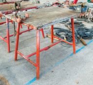 Ridgid collapsible work bench c/w bench vice & pipe vice