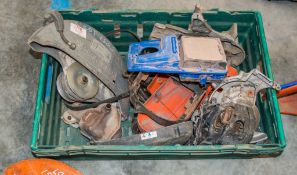 Box of Husqvarna saw spares as photographed