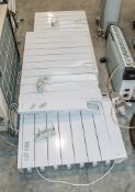 3- 240v heatstore electric radiators c/w wall brackets ** One has both casing and controle pannel