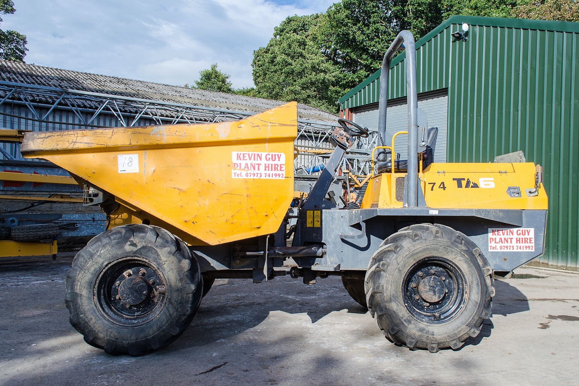 Terex TA6 6 tonne straight skip dumper  Year: 2013 S/N: ED1MS3949 Recorded Hours: 2268 - Image 6 of 21