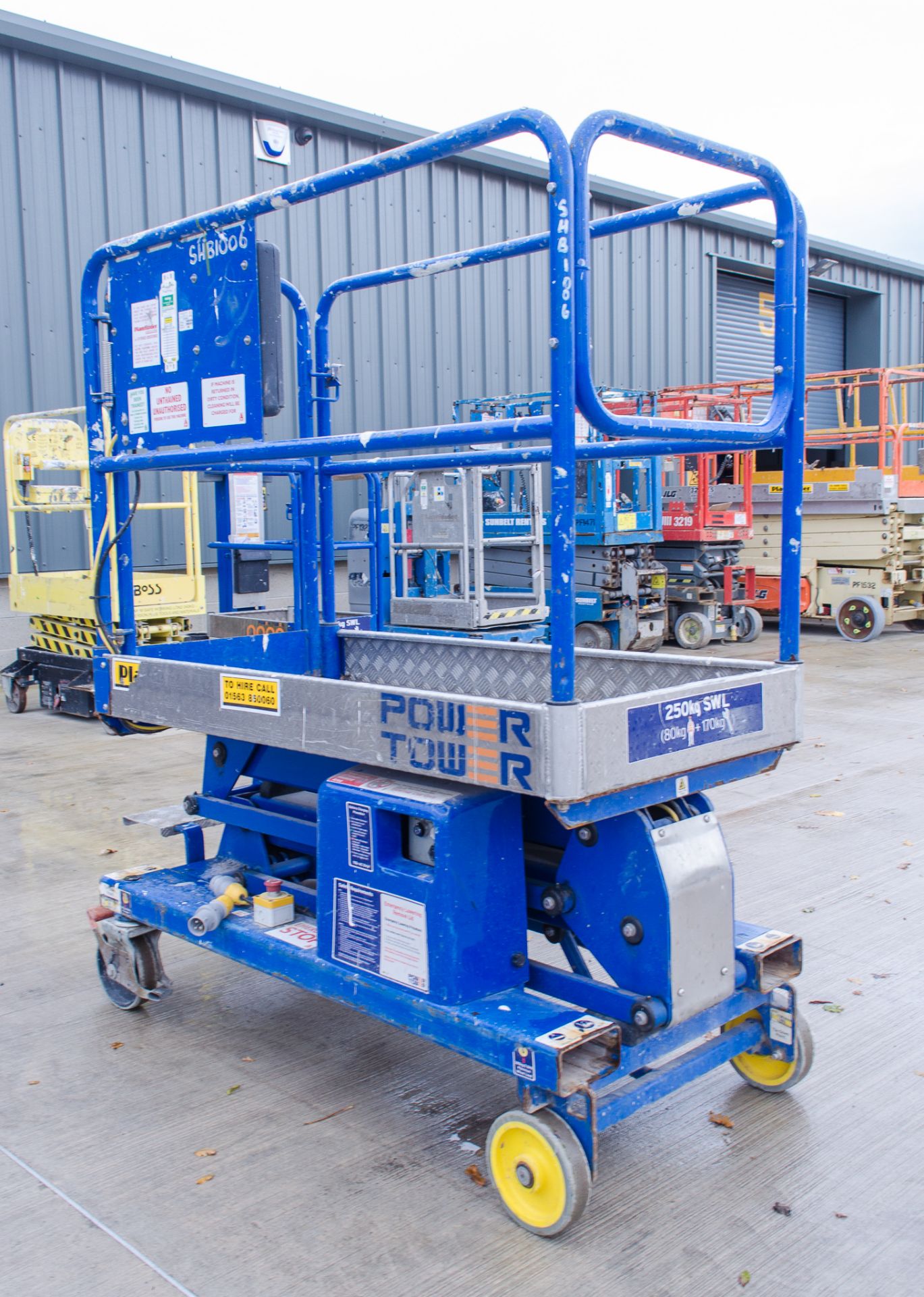 Power Tower battery electric push along scissor lift Year:- 2016 S/N: SHB1006 - Image 2 of 6