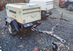 Doosan 7/20 diesel driven fast tow air compressor Year: 2015 S/N: 54201 Recorded Hours: 489 A495