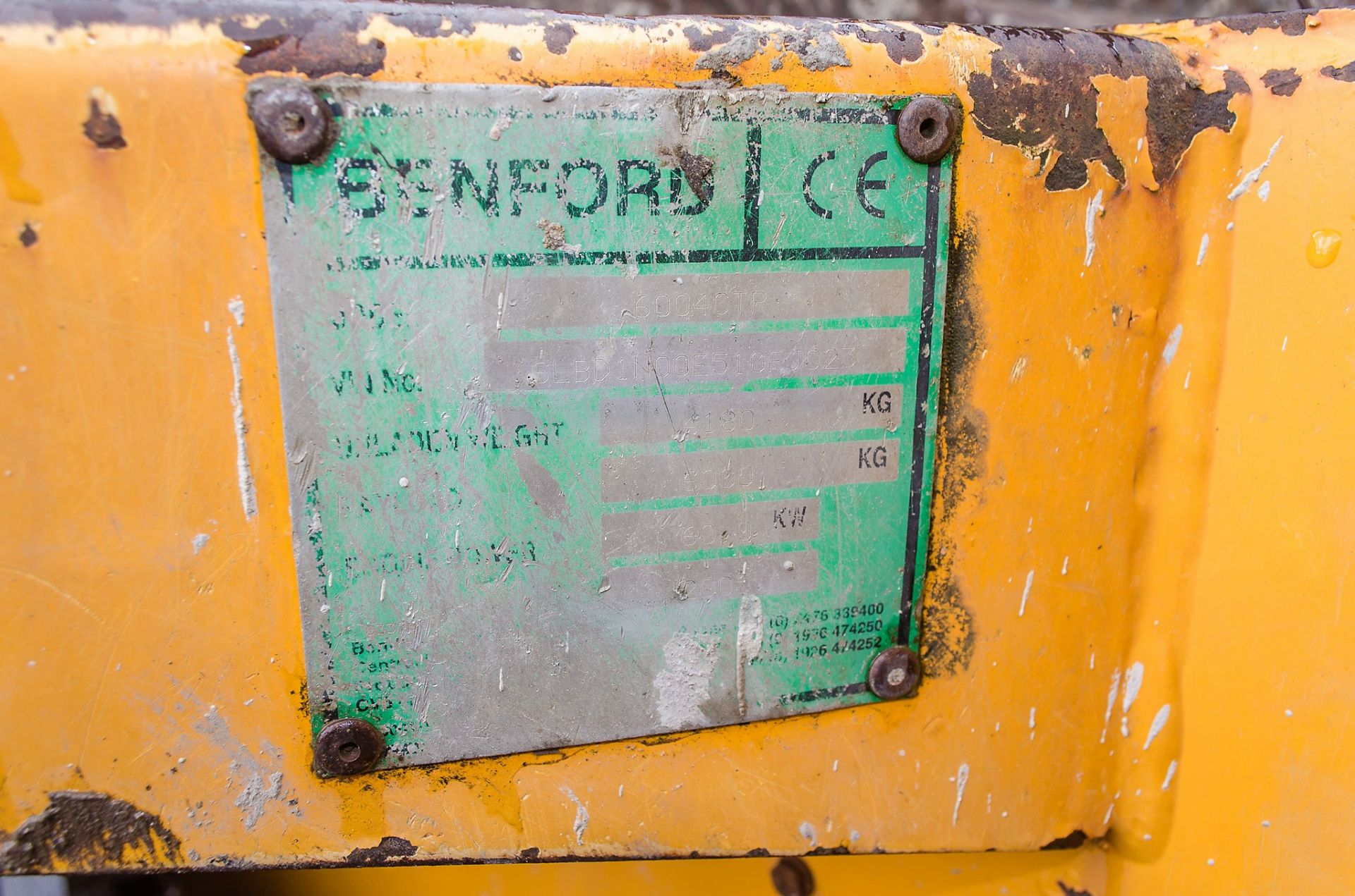 Benford Terex PT6000 6 tonne straight skip dumper Year: 2005 S/N: E510EJ023 Recorded Hours: 3063 - Image 21 of 21