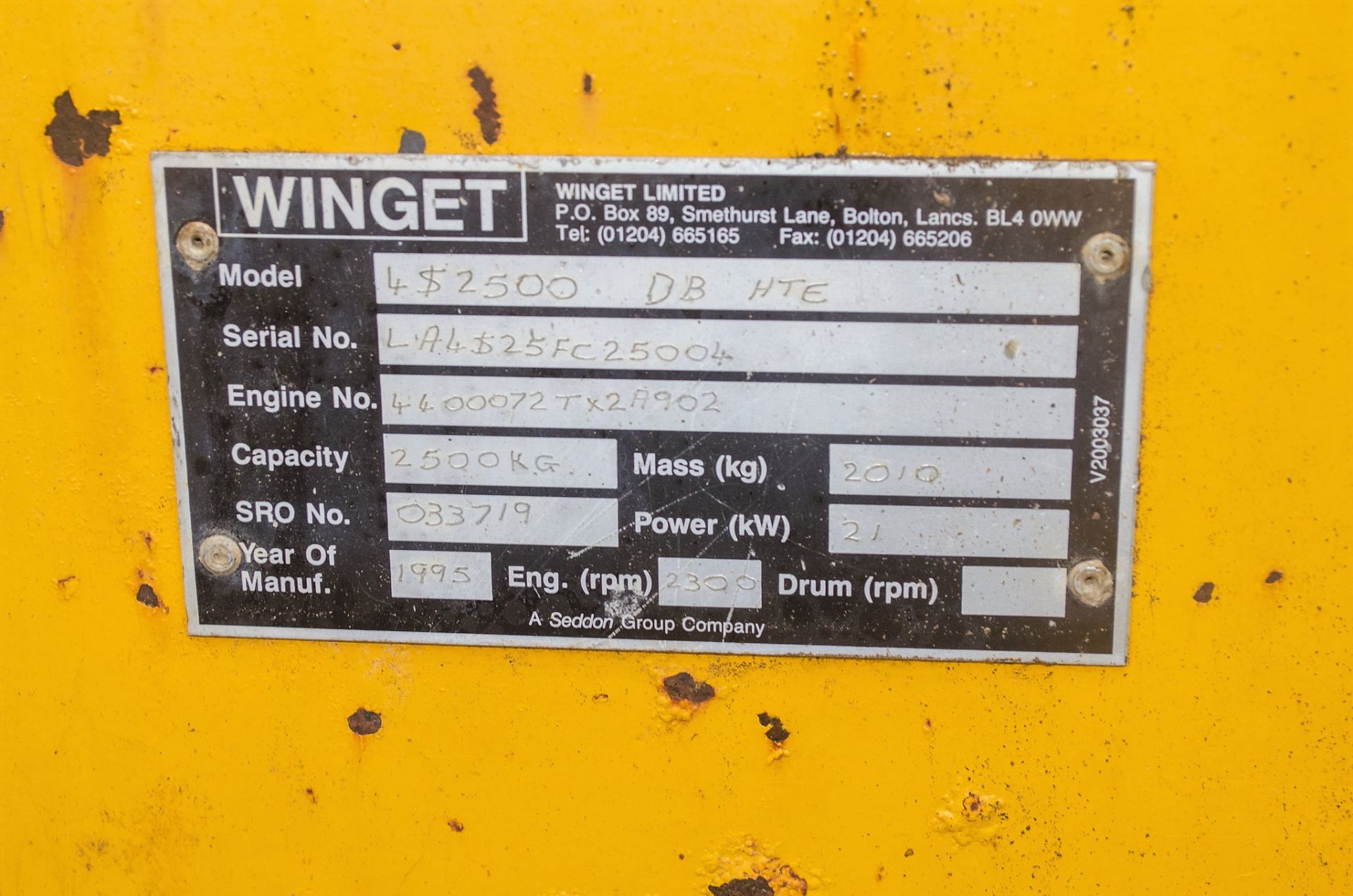 Winget 4S2500 2.5 tonne straight skip dumper Year: 1995 S/N: 25004 Recorded Hours: Not displayed ( - Image 23 of 23