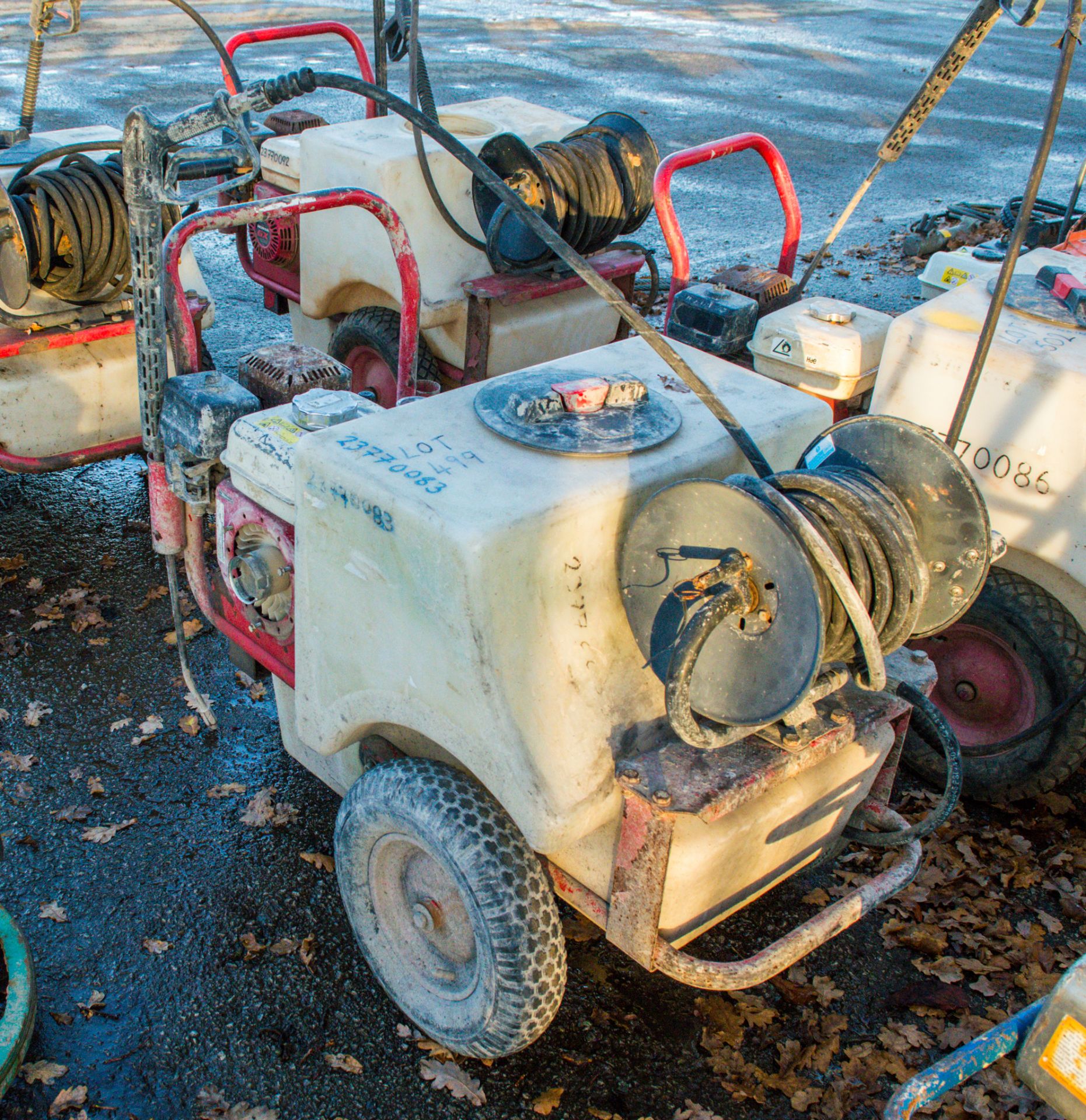 Demon petrol driven pressure washer c/w pressure washer hose ** Pull cord assembly missing **