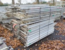 Pallet of 14 Eiger 500 aluminium scaffold tower end frames and 18 1.8 metre long boards