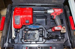 Milwaukee M18 ONE IWF12 18v cordless 1/2 inch impact wrench c/w charger, battery and carry case