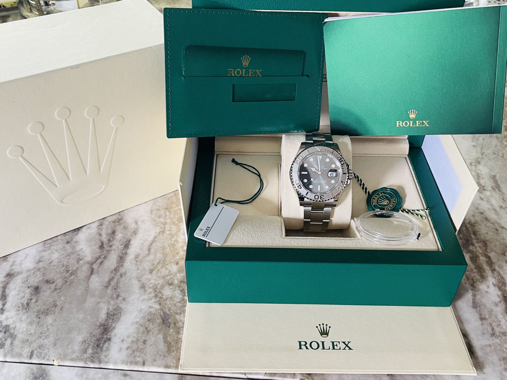 ** ON SALE ** Rolex Yacht Master 40mm Oystersteel and platinum 2020 Year Slate Dial ** Full Set** - Bild 17 aus 18