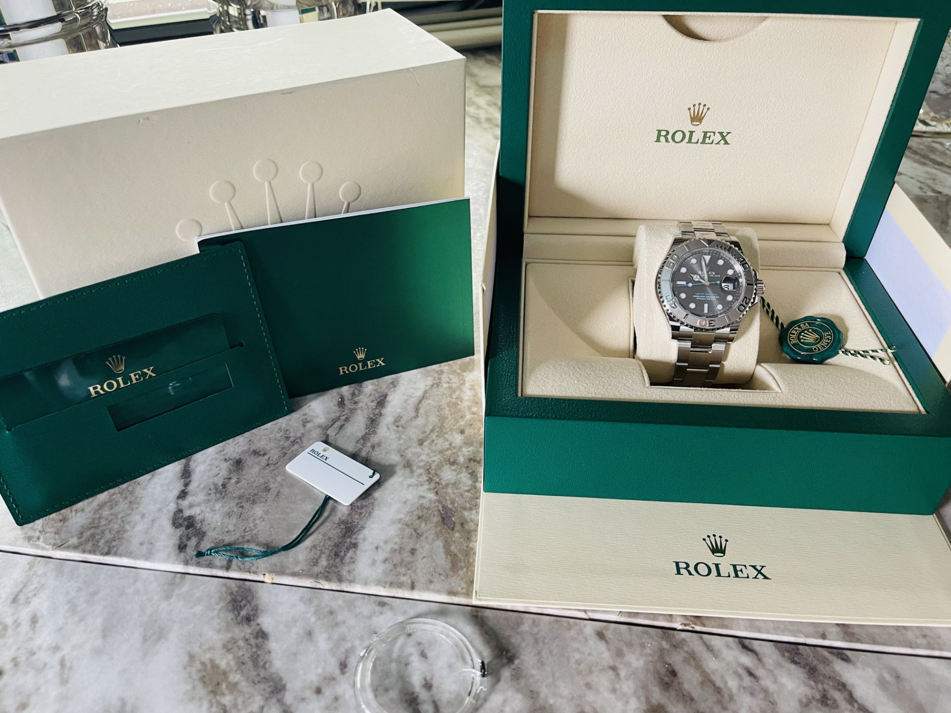 ** ON SALE ** Rolex Yacht Master 40mm Oystersteel and platinum 2020 Year Slate Dial ** Full Set** - Bild 15 aus 18