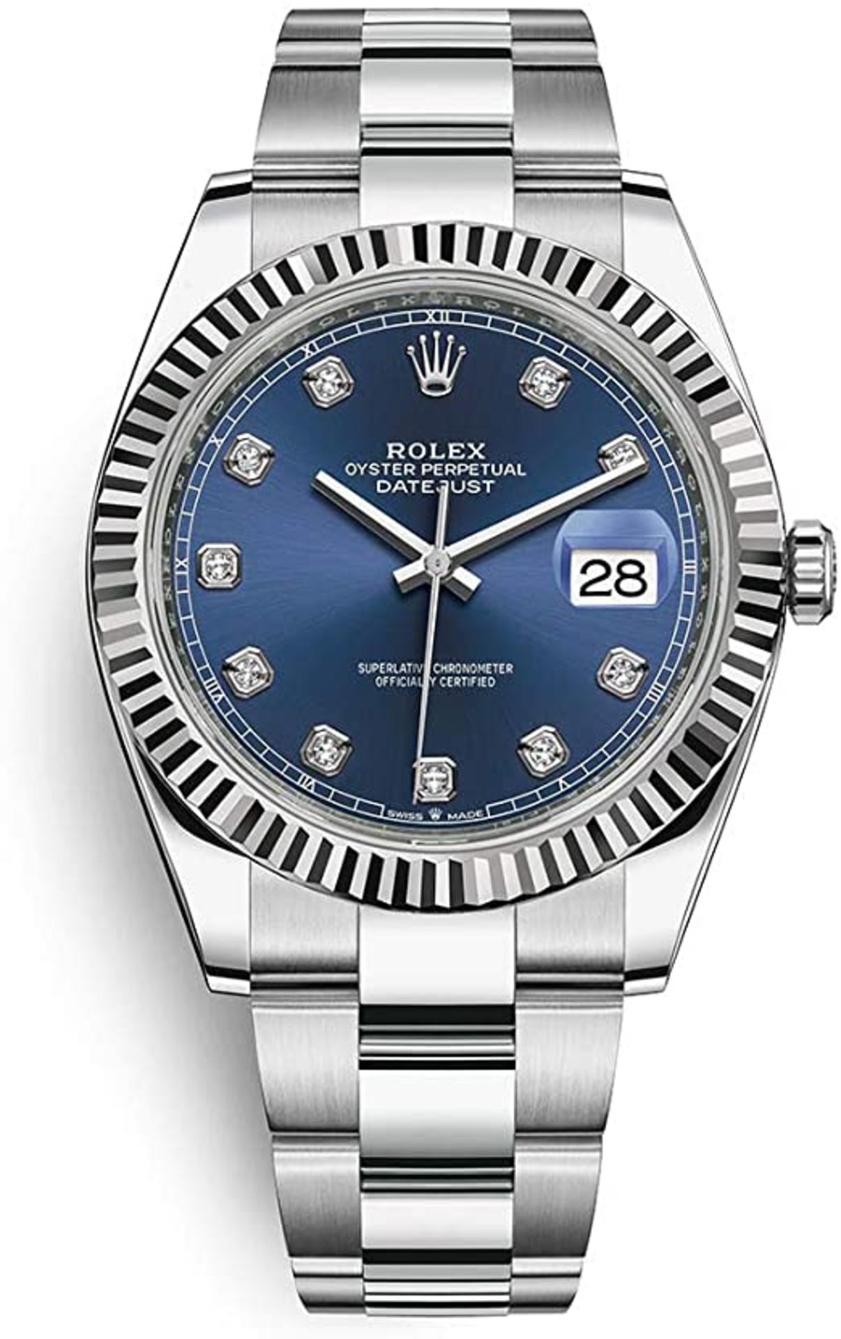 ** ON SALE ** Rolex Date-Just 41mm White Gold OysterSteel 2021 Blue Diamond Dial ** Brand New **