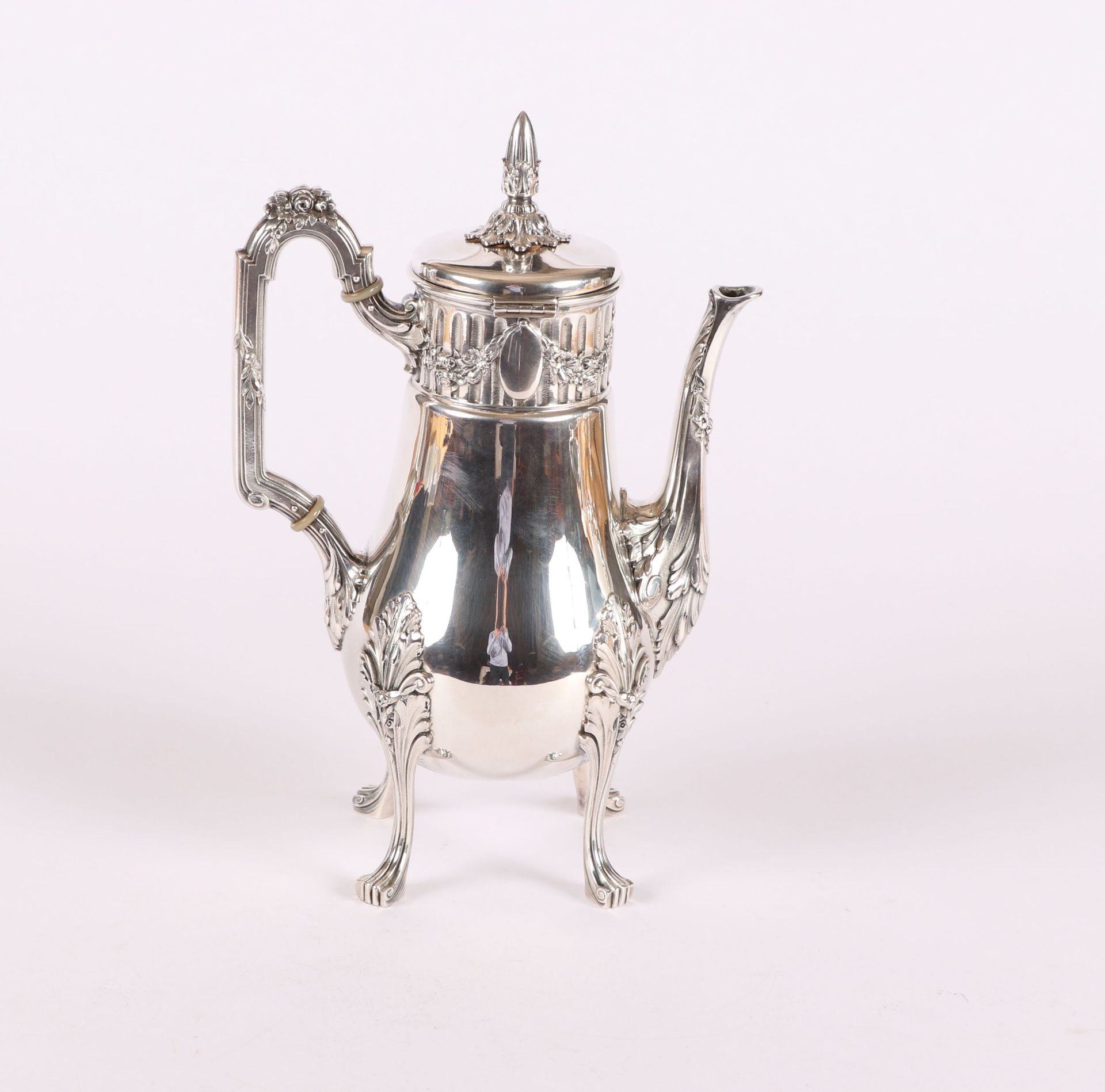 Kaffeekanne, Koch & Bergfeld 1903-1907 800 er Silber. Empire-Stil, Meister C.R. Fricke, Pressmarke