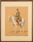 Polnischer Kavallerie Offizier zu PferdeAquarell auf Karton, rechts unten unleserlich signiert. 32 x