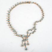 Collier mit Aquamarinen und Diamanten14 ct. Gelbgold 30,80 g. Diamanten 3,53 ct und Aquamarine 72,00