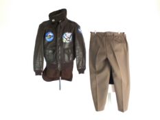 A US Air Force Cooper Type A-2 flying jacket with shirt and trousers