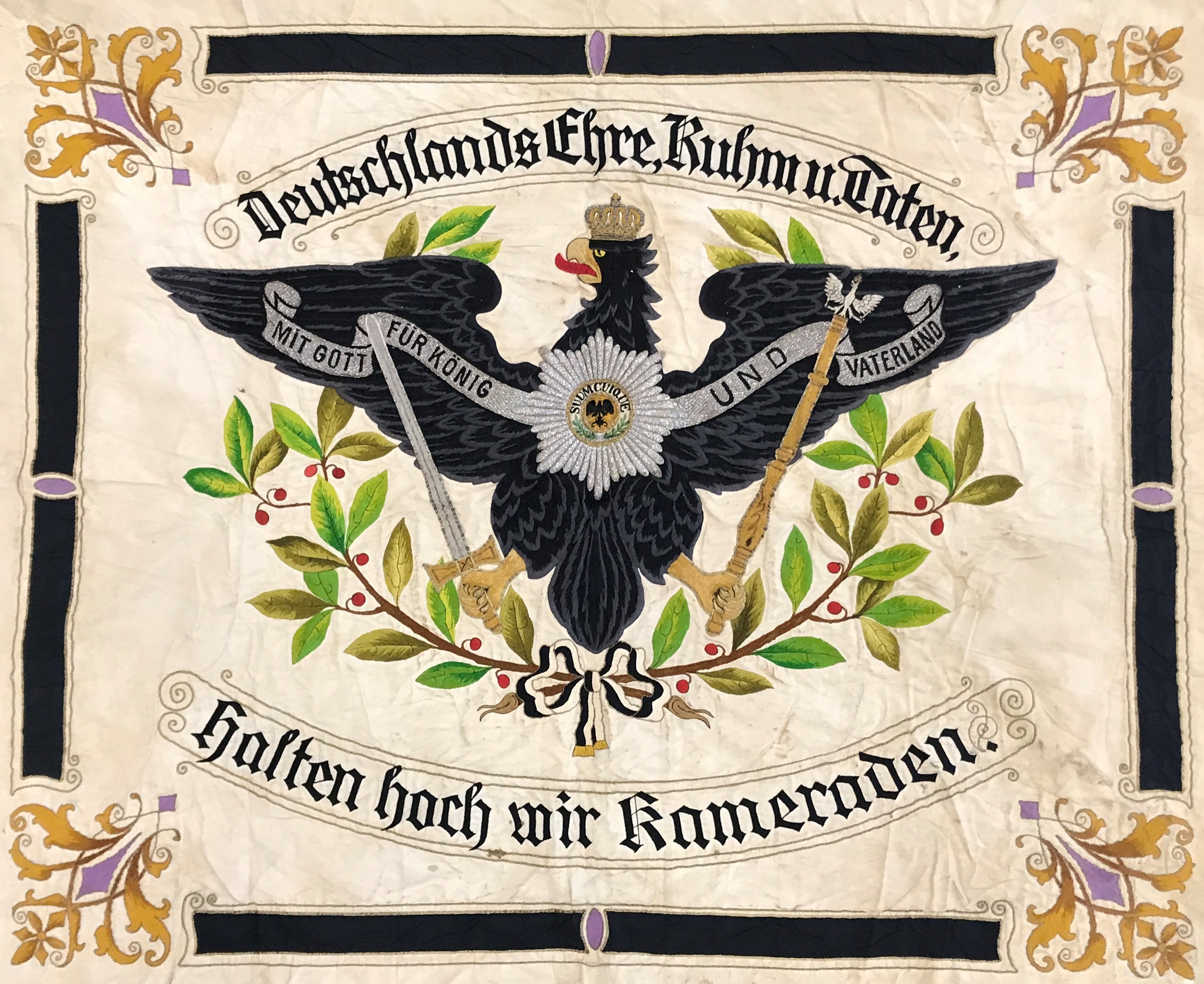 Prussian Veteran's Association banner, Order of the Black Eagle early 20th century the rectangular