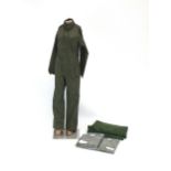Five pairs of Cooneen Watts & Stone olive men's coveralls, various sizes, together with a box of