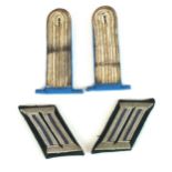 A pair of Third Reich German Army Transport Lieutenant's Shoulder Boards with blue underlay together