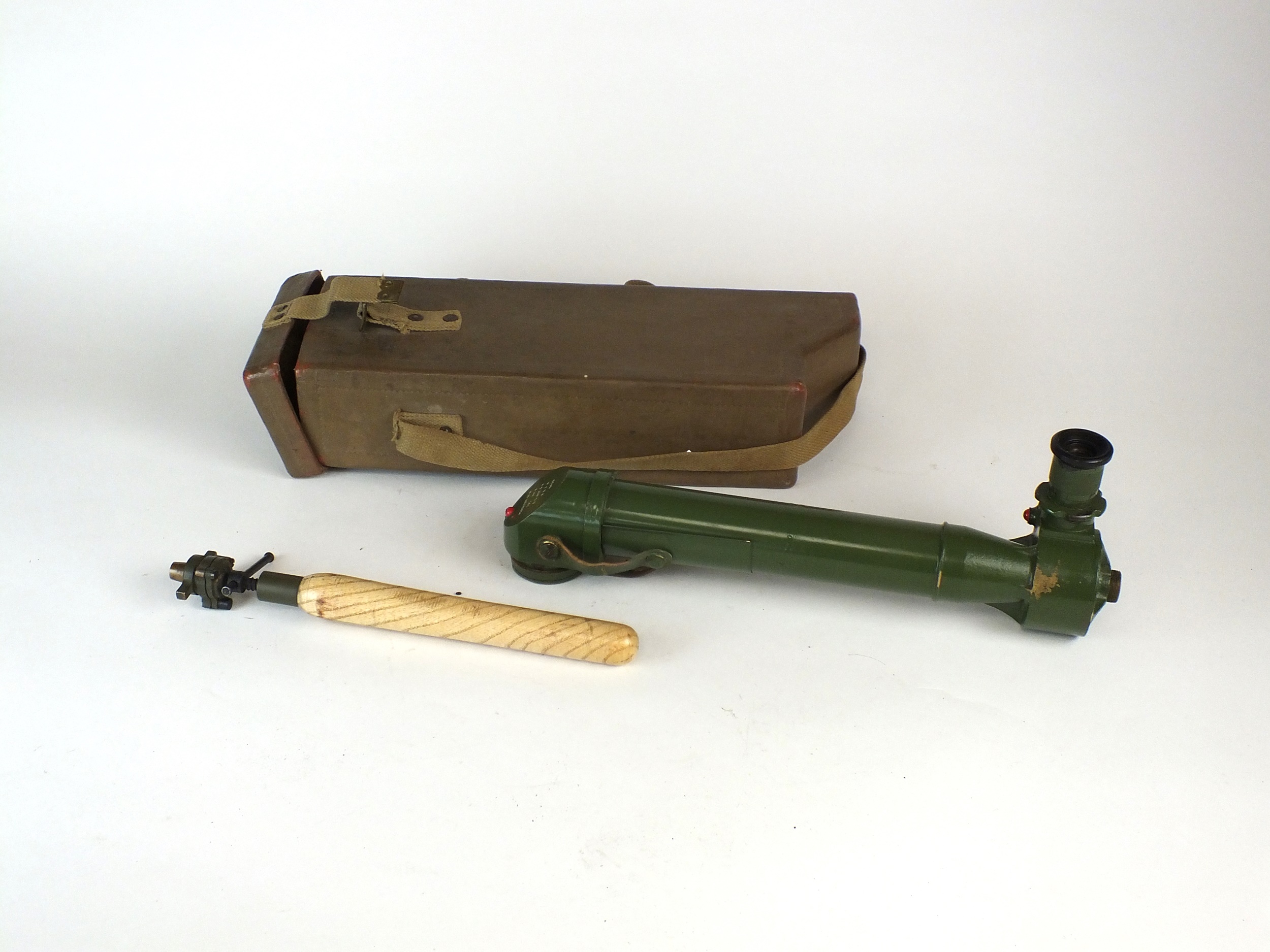 A Second World War trench periscope by R&J Beck, no.14 Mk4, painted in olive green with an