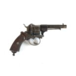 A Belgian 9mm pinfire revolver circa 1860-70 with a six-shot cylinder and 4" barrel, Liege proof