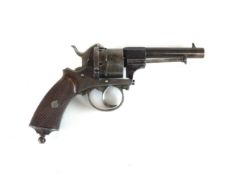 A Belgian 9mm pinfire revolver circa 1860-70 with a six-shot cylinder and 4" barrel, Liege proof